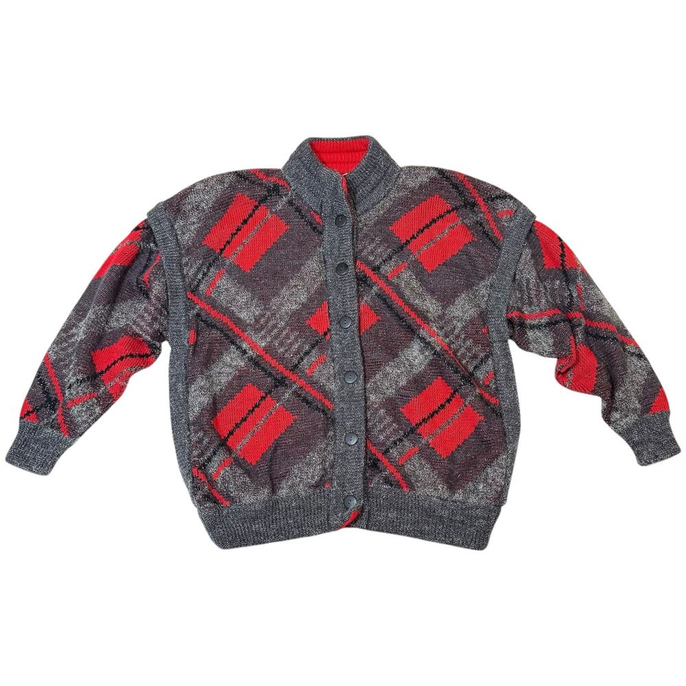 Vintage Bode Cardigan Sweater West Germany Geometric Knit Multicolor Fits XXL